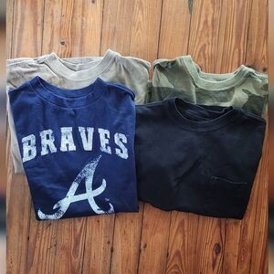Kids Size M (8) Bundle Of 3 Faded Glory T Shirts And 1 Navy Blue Atl Braves Tees